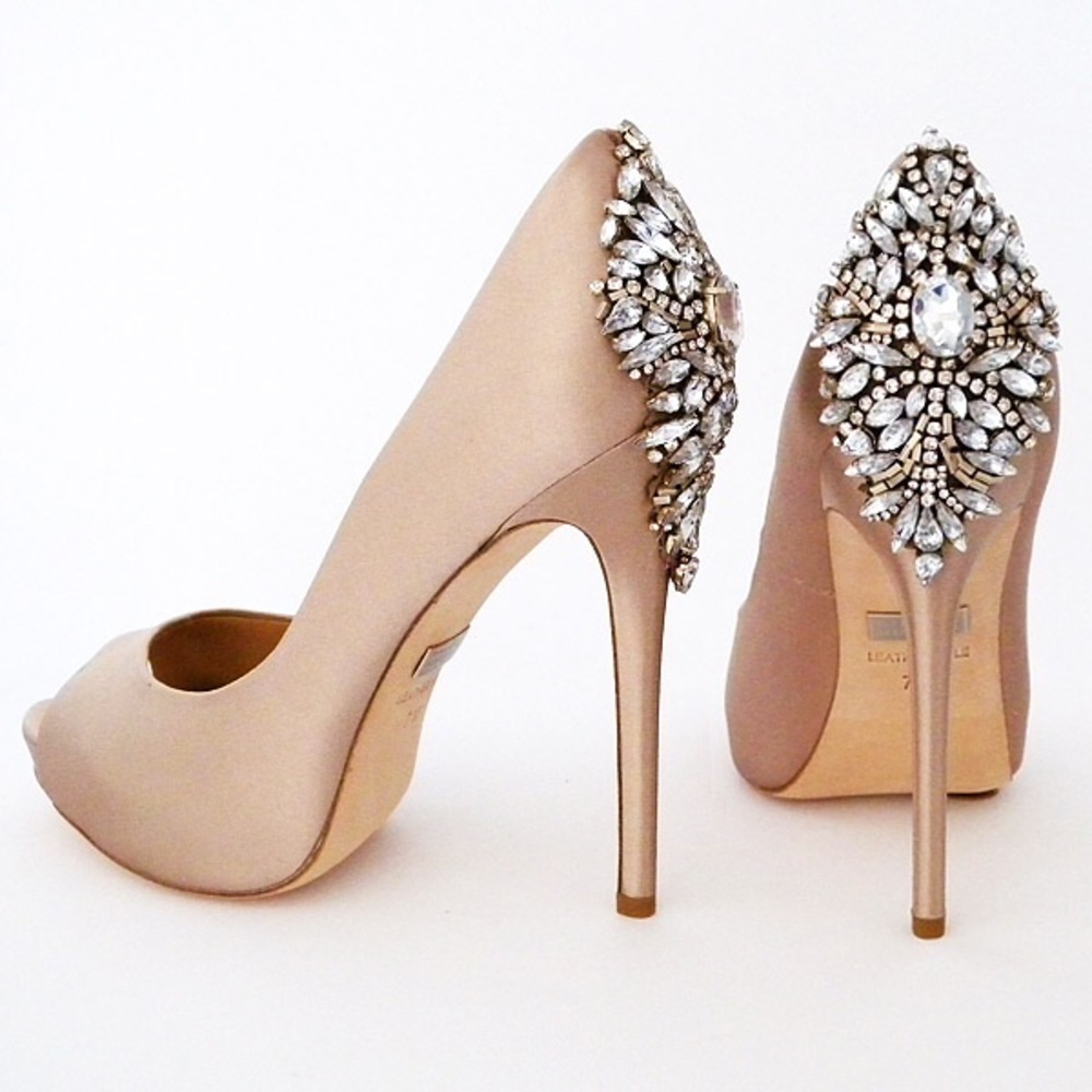 Badgley Mischka Kiara-Latte Nude Tan Crystal Heel